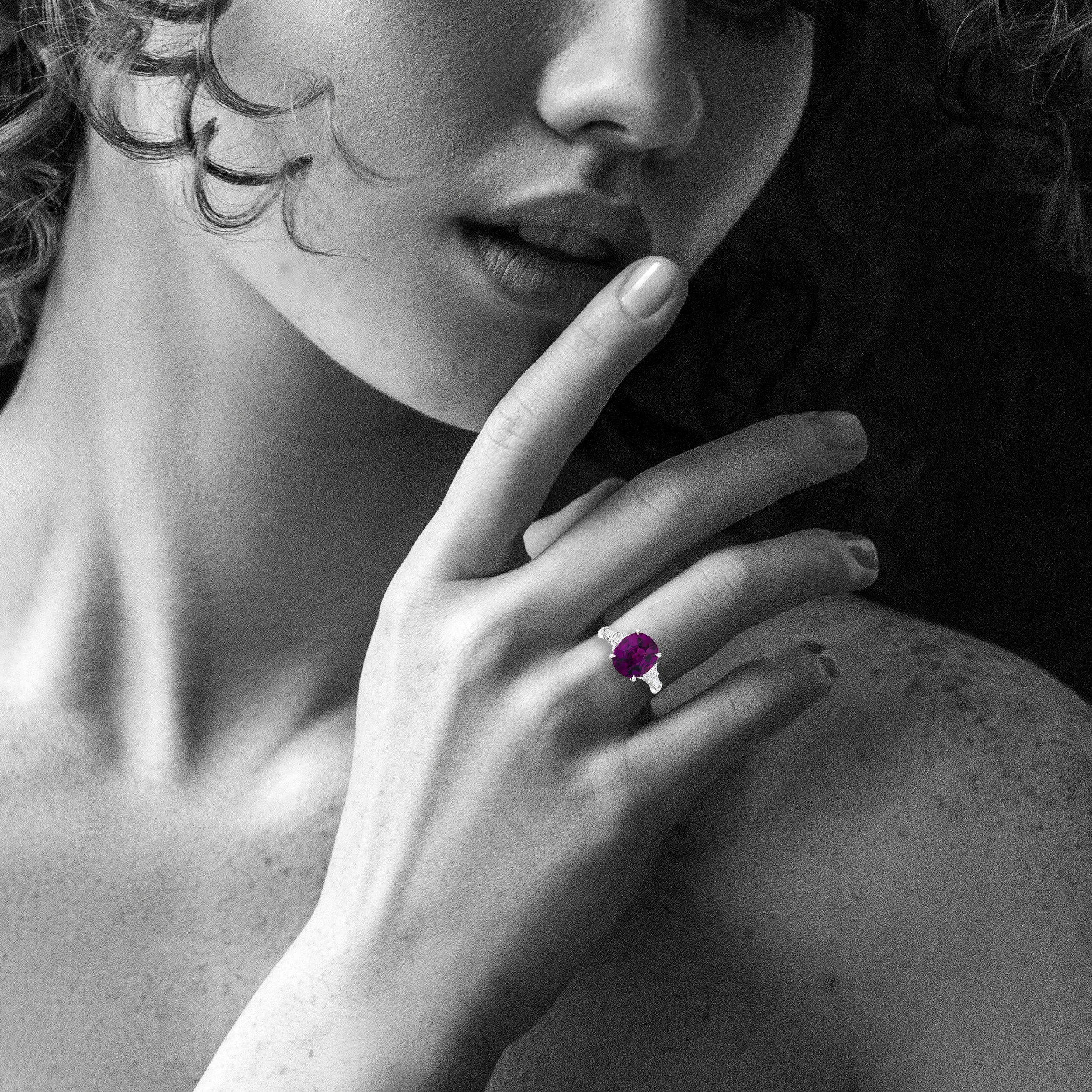 4.8Ct. Purple Garnet Oval Cut Diamond Ring | Steven Fox Jewelry